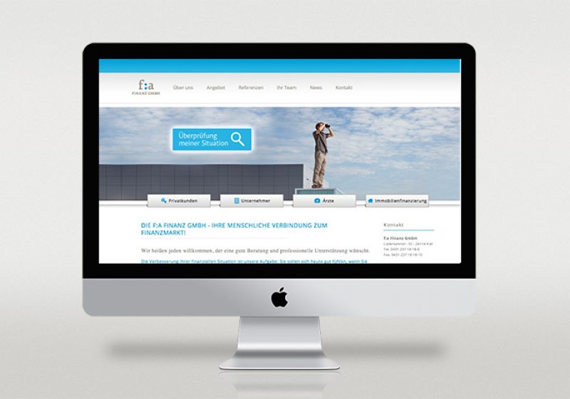 Webseite der f:a Finanz GmbH
