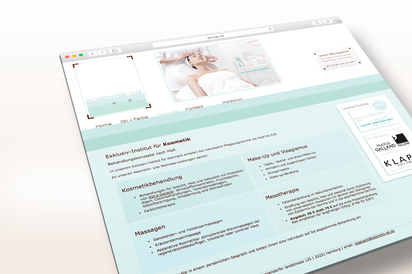 Webdesign Kosmetikstudio in Hamburg Eppendorf