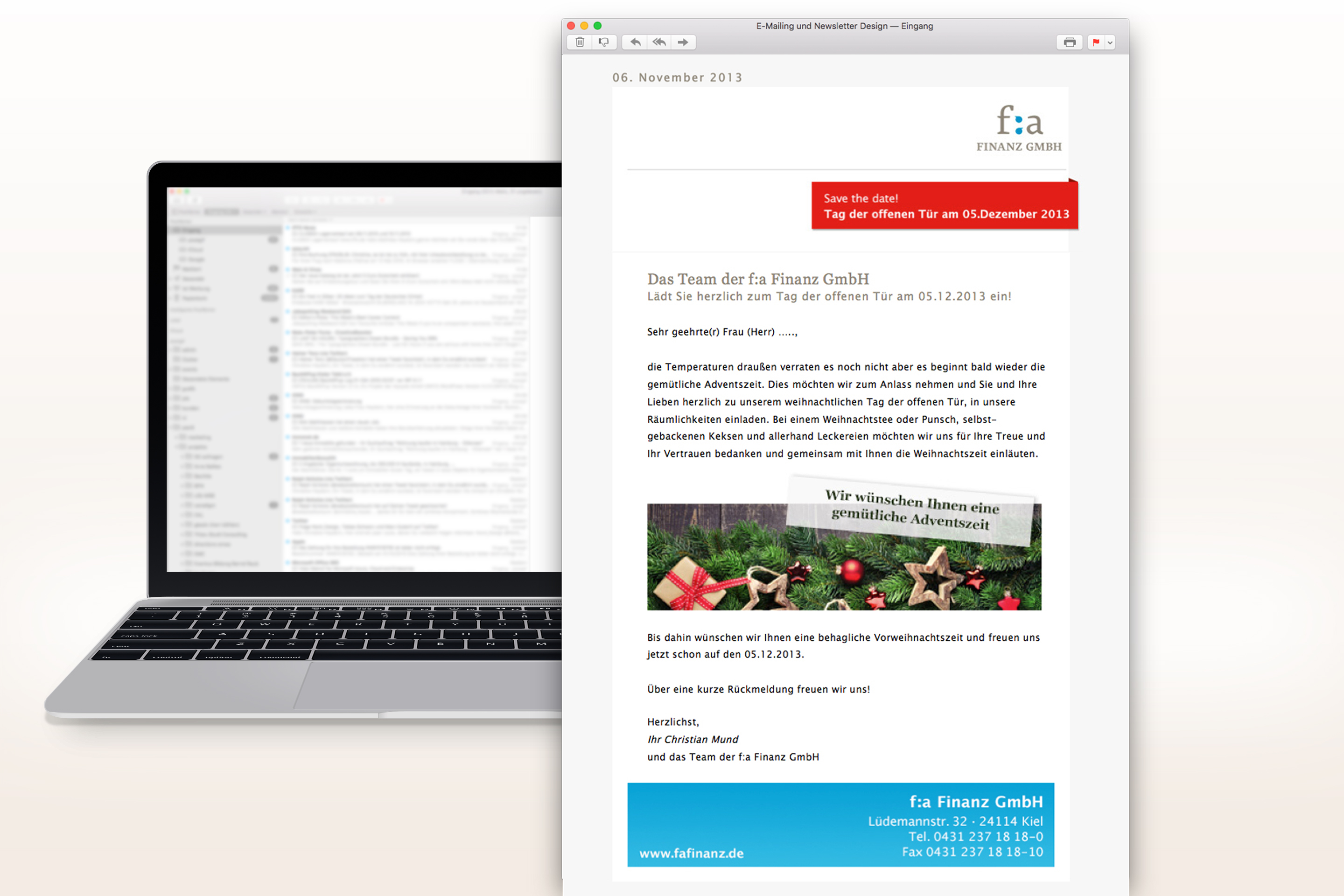 Referenz f:a Finanz E-Mailing Weihnachten 2013