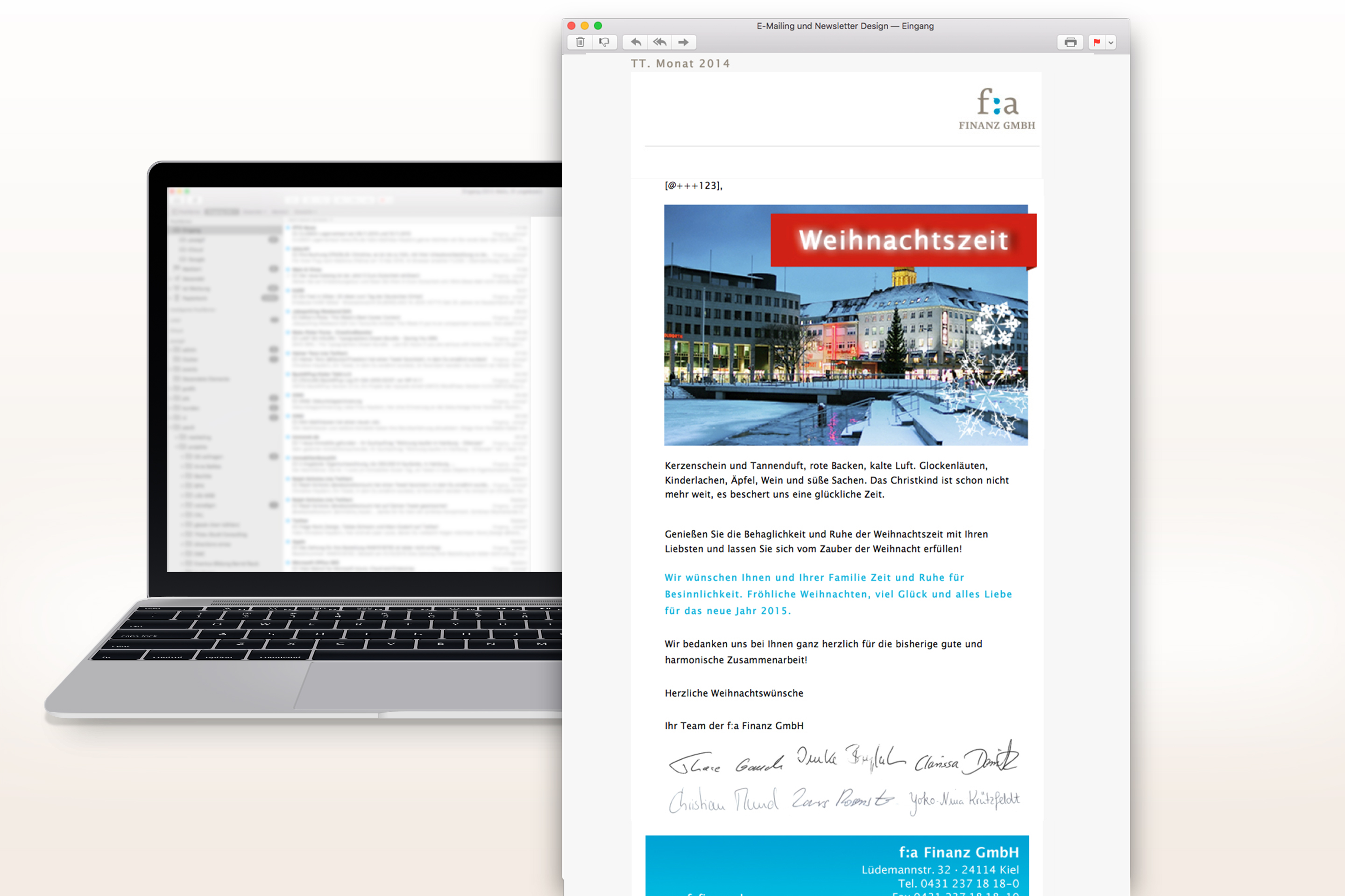 Referenz f:a Finanz E-Mailing Weihnachten 2014