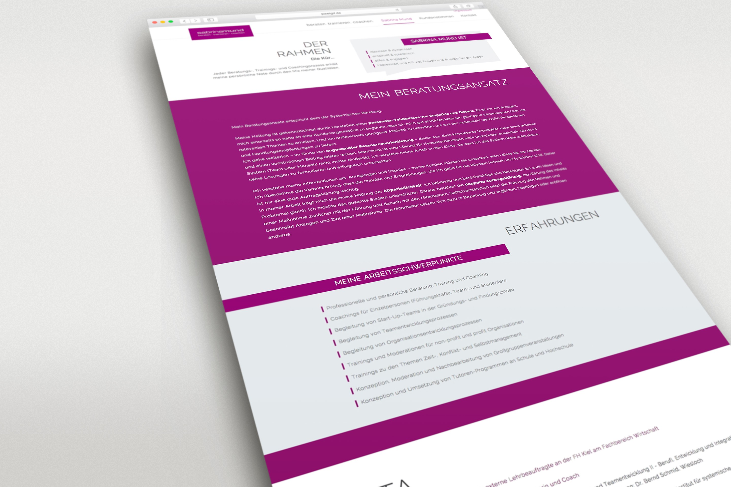 Sabrina Mund Onepager Webseite